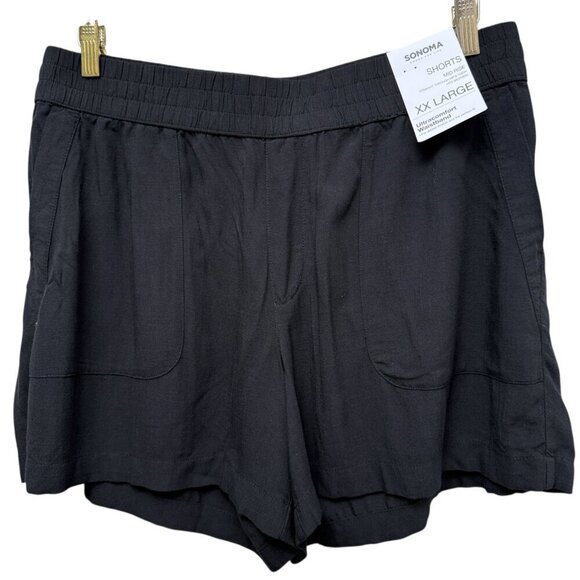 SONOMA Shorts Size XXL Womens Rayon Elastic Waist Black Pull On NWT - Picture 1 of 6
